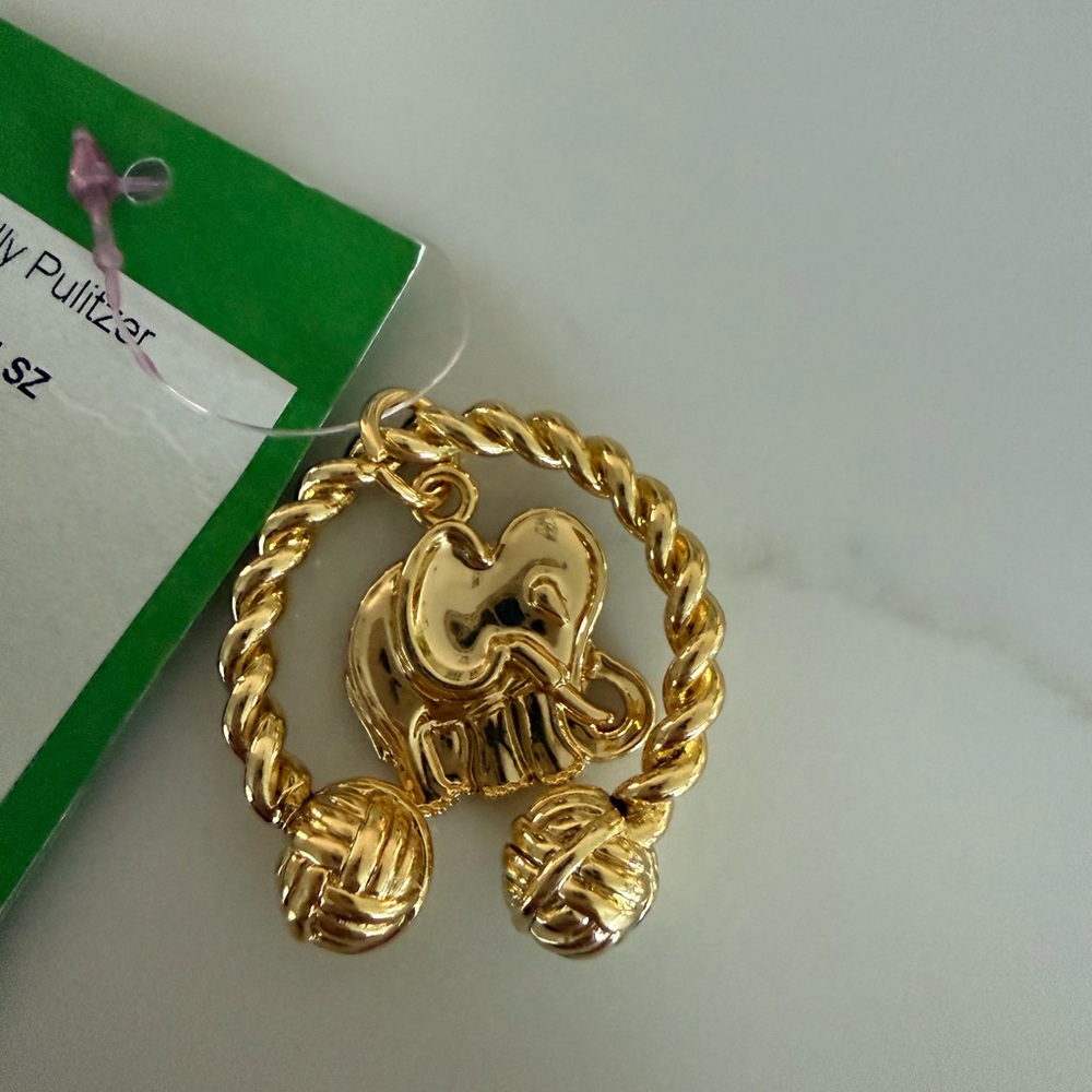 Lilly Pulitzer Gold Elephant Charm Key Chain Ring